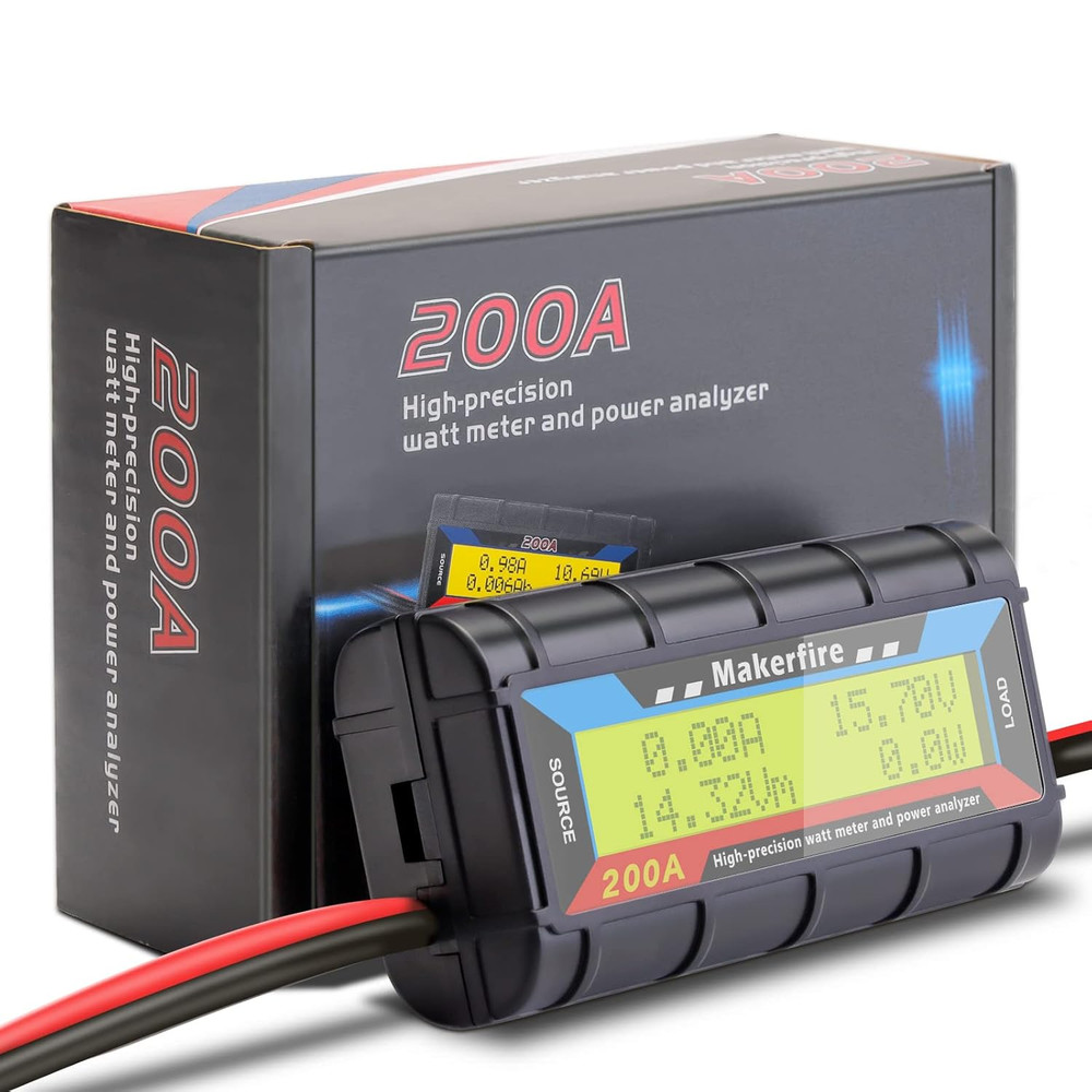 Makerfire 200A Upgraded Watt Meter with Longer Wire, High Precision Power Analyz