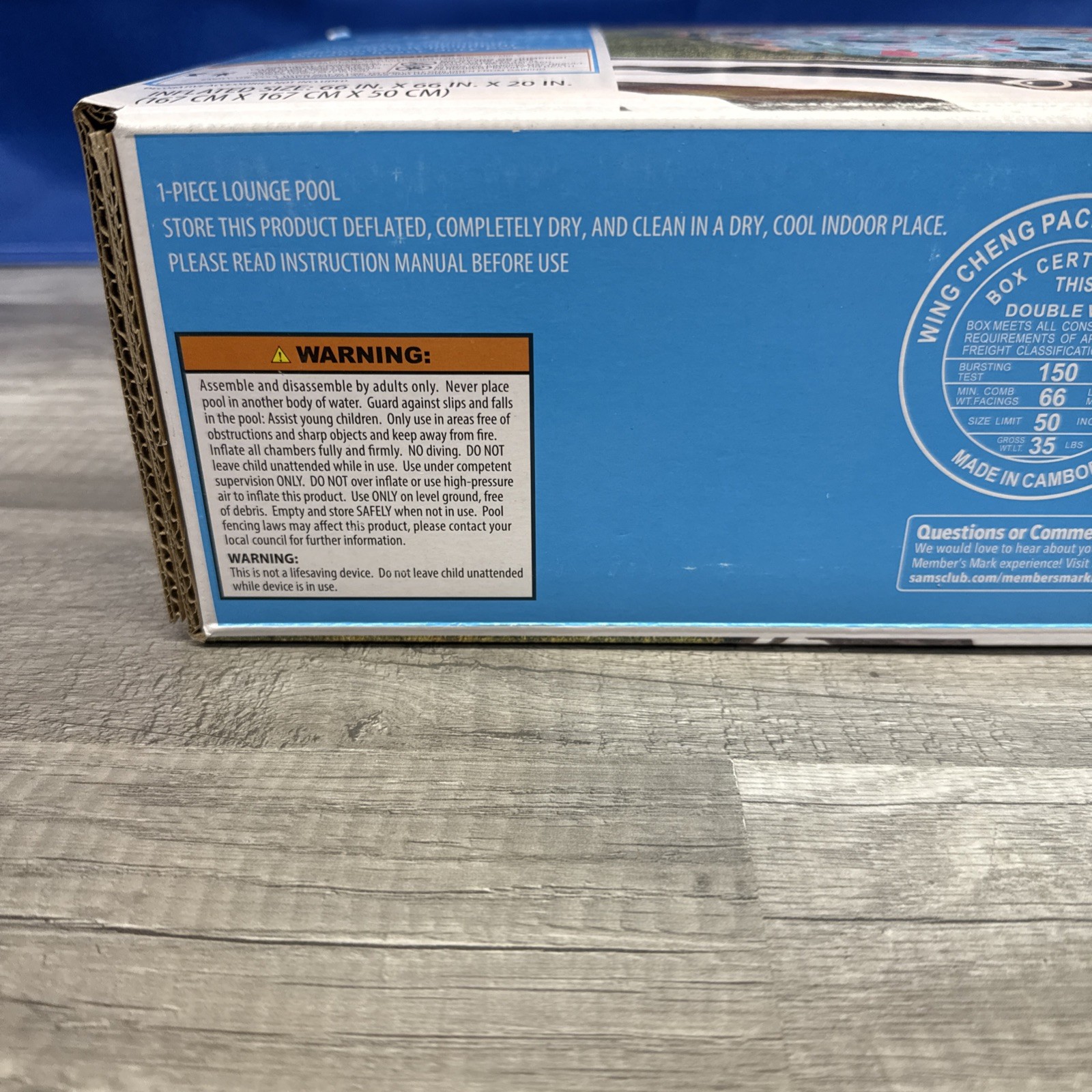 Member's Mark Inflatable Lounge Pool with Cup Holders, Terrazzo