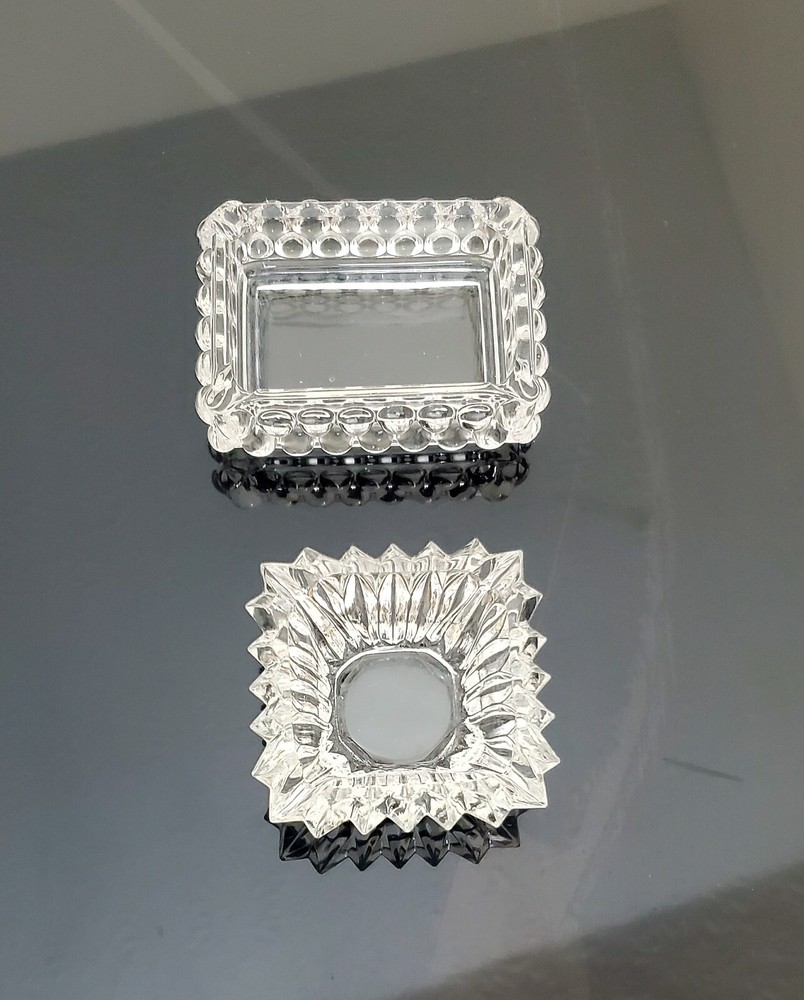 Clear Glass Ashtrays - Set of 2 - Rectangular & Square