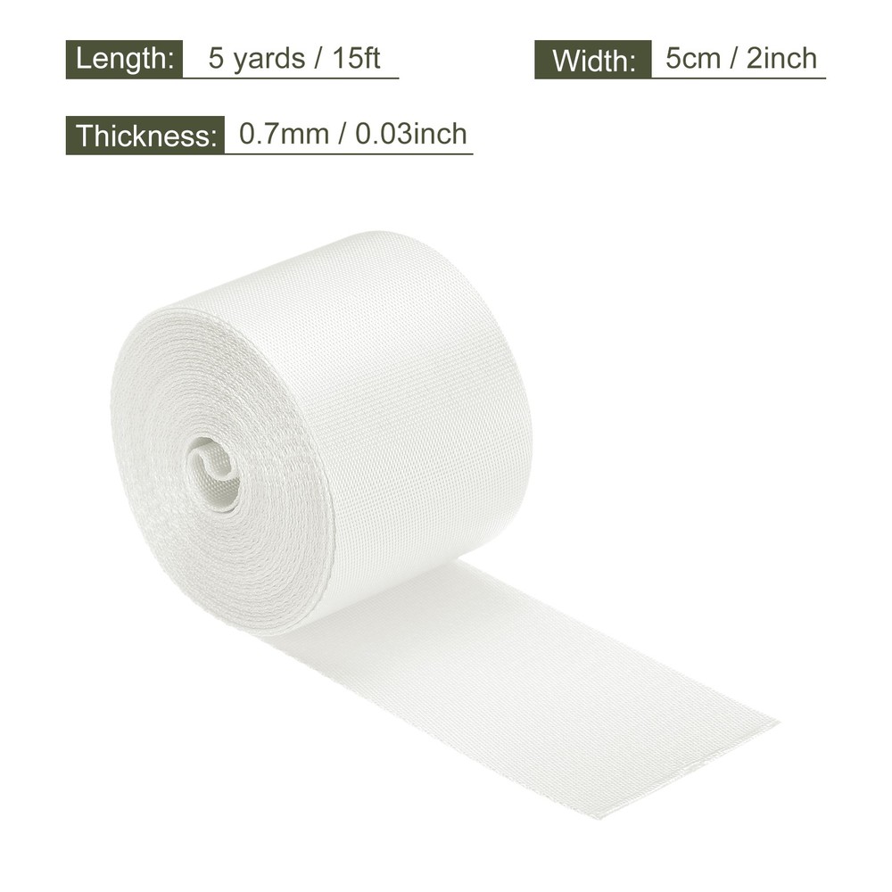 Flat Nylon Webbing Strap 2 Inch 5 Yards White for Backpack