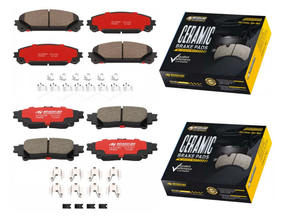 Front and Rear Ceramic Brakes Pads For 2014 - 2020 Toyota Highlander 2.7L 3.5L