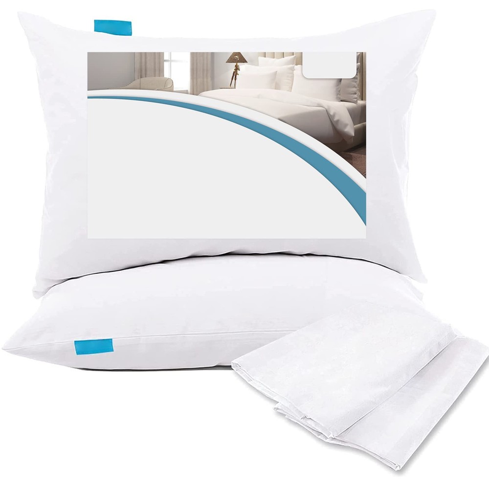 Machine Washable Pillow Protector, Noiseless, 2 Pack Standard Size, White