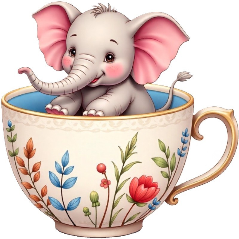 30 Custom Curious Coffee Cup Elephant Personalized Address Labels