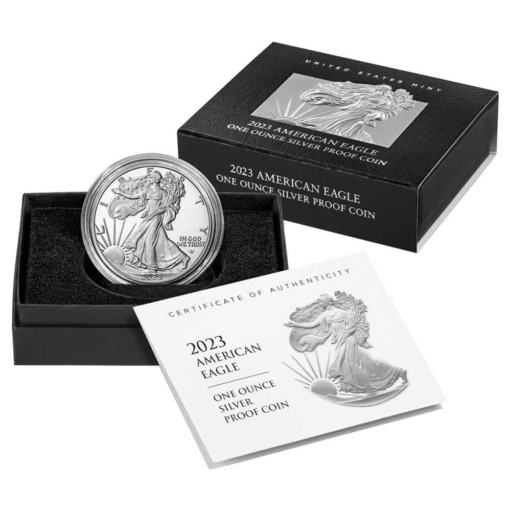 2023-W Proof $1 American Silver Eagle Box, OGP & COA
