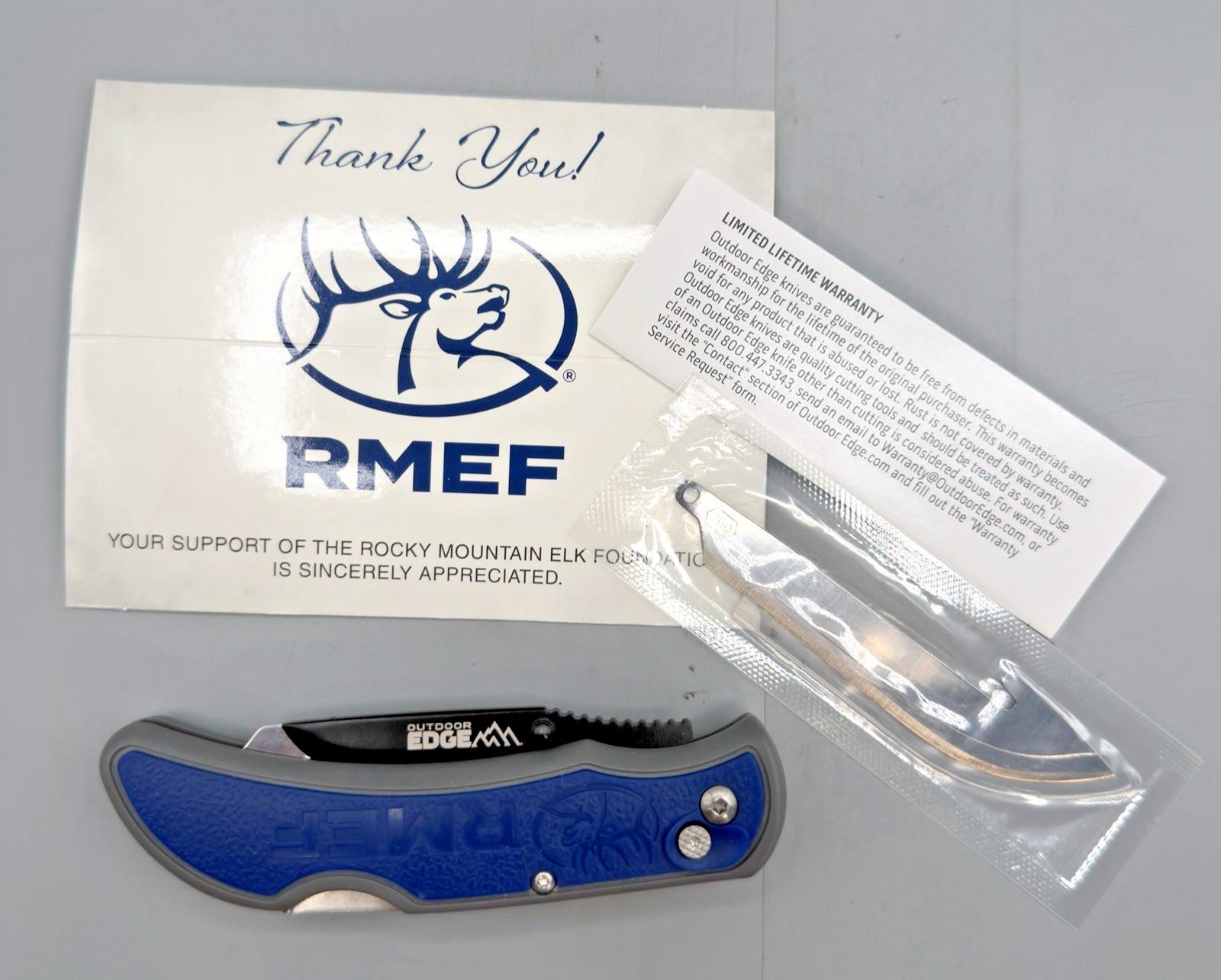 NEW RMEF Outdoor Edge Knife Set NIB Never Used Extra Blade