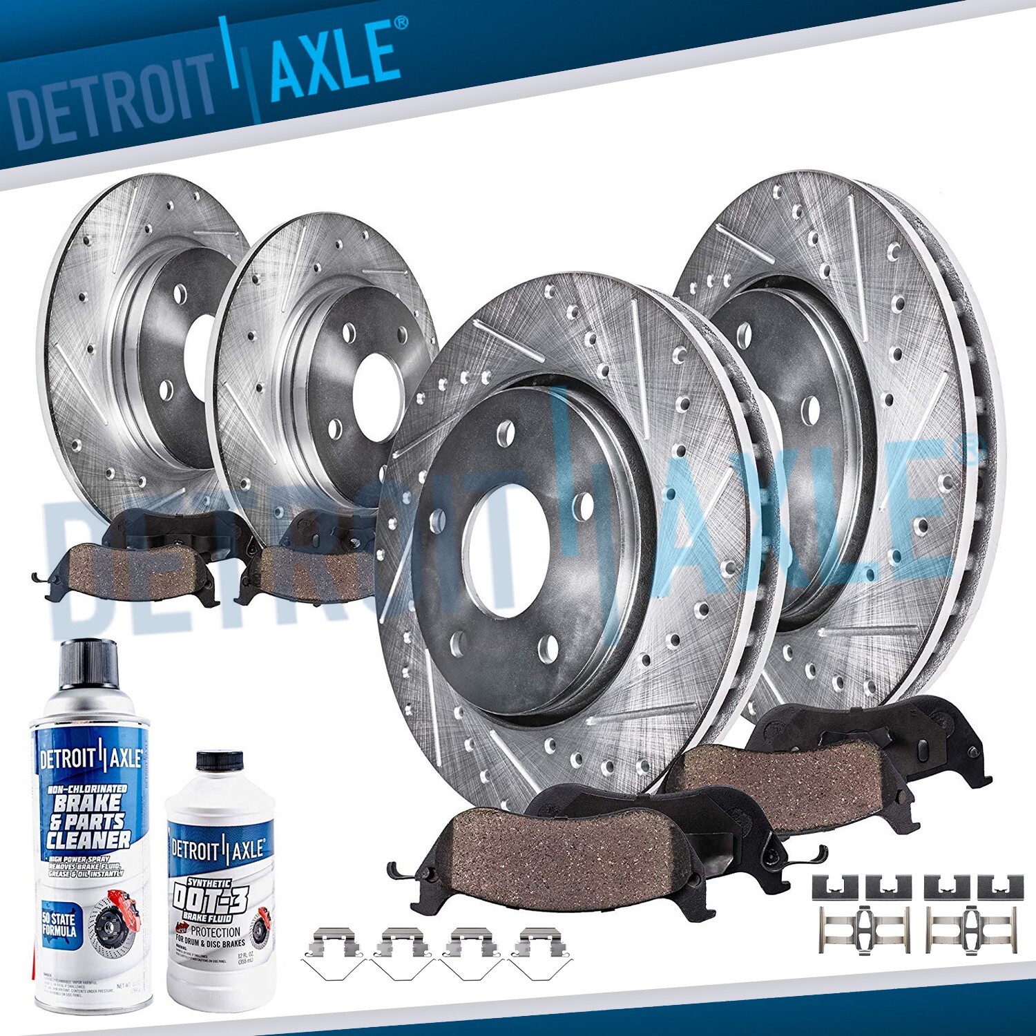 AWD Front Rear Drilled Rotors and Ceramic Brake Pads for 2012 - 2016 Honda CR-V