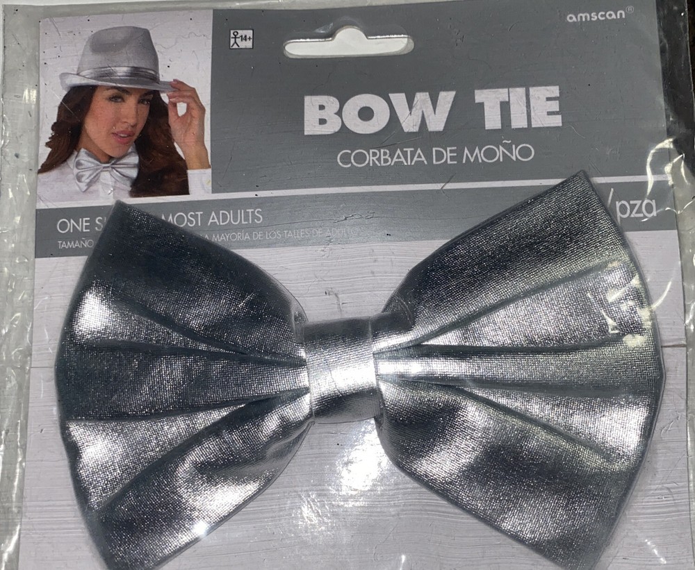 Silver Bow Tie Colored Bow Tie Costume Accessory Bright Silver Bow tie