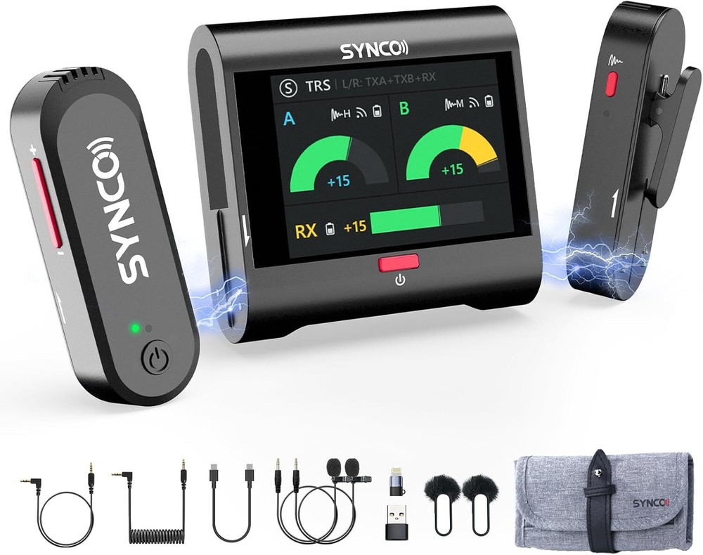 SYNCO G3 PRO Wireless Microphone with Touch Screen Noise Reduction for Camera