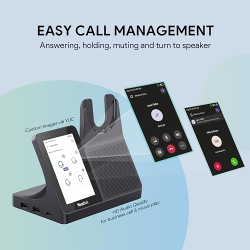 Yealink WH64 Workstation Dual Wireless Headset System, Touchscreen Base, DECT