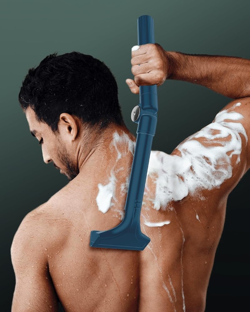 Manual Back Shaver with Extendable Handle - 4 Replaceable Blades - Wet & Dry