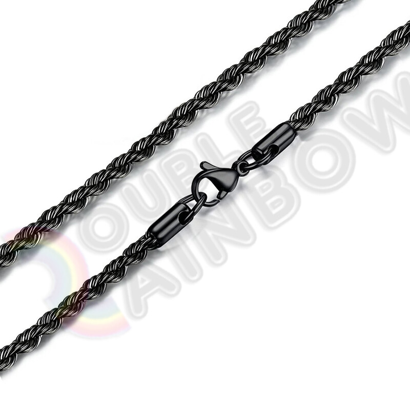 Men Women's Stainless Steel Black Plated 2mm/3mm/4mm/5mm Rope Necklace Chain