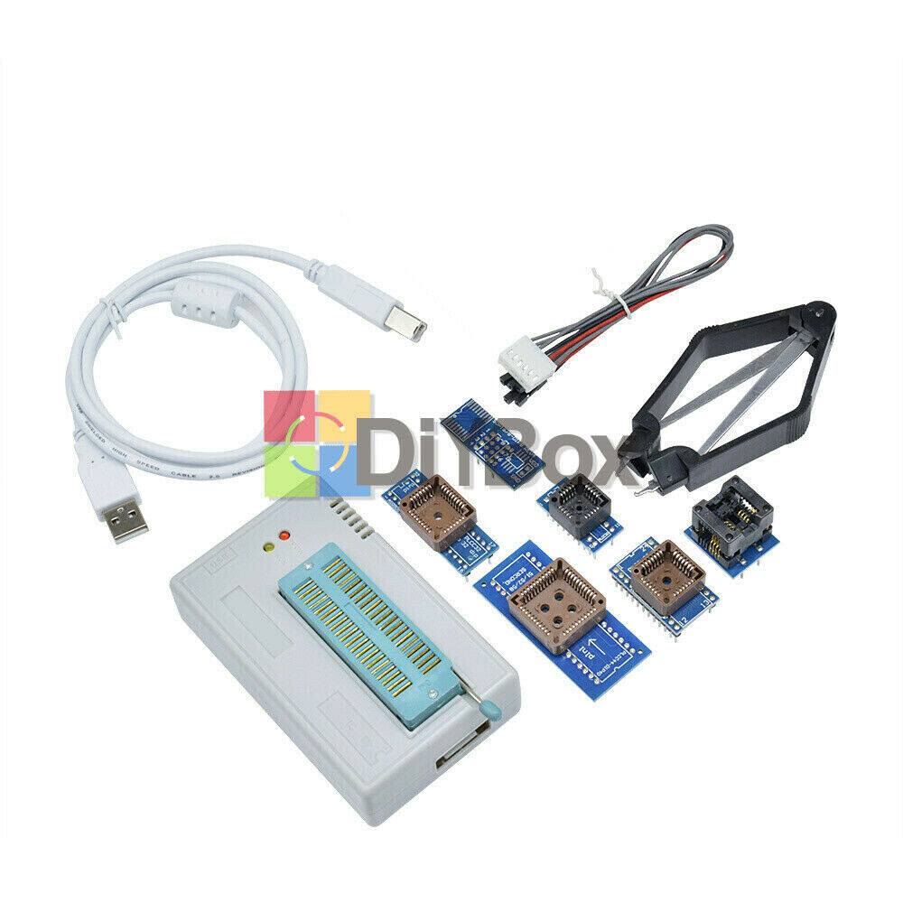 TL866II Plus Programmer USB EPROM BIOS 7 Adapters Socket Extractor for 13000 IC