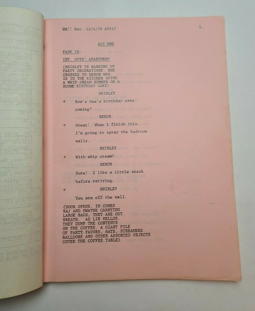 WHAT'S HAPPENING!! / 1978 TV Script, Danielle Spencer "A Present for Dee"