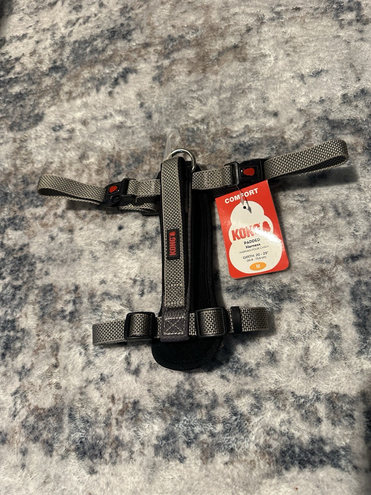 Kong comfort padded harness, gray with  plastic buckle - Size M