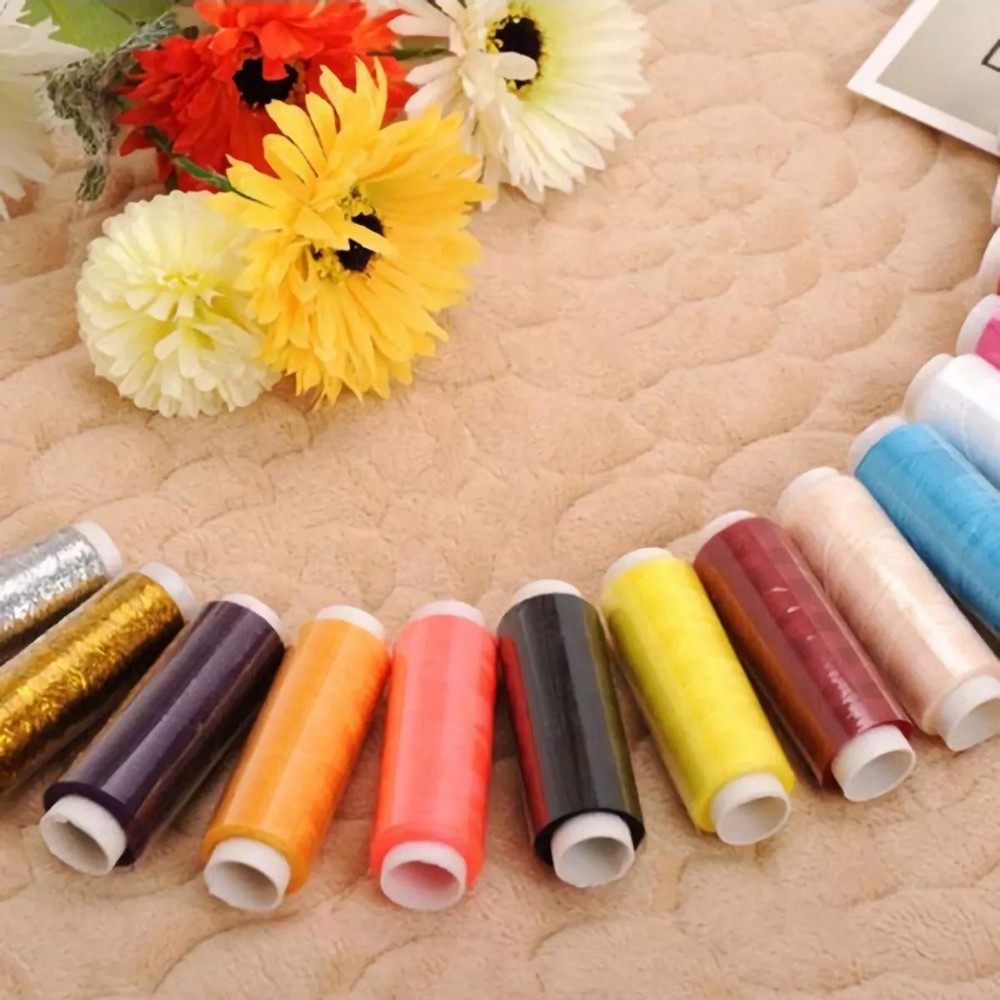 39Pcs Colored Sewing Thread Set Mixed Colors Polyester Spool 250 Yards/Axis