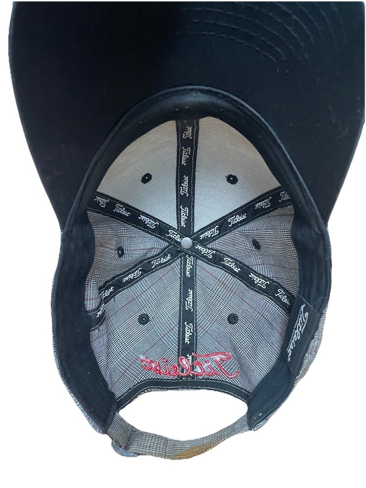 Titleist Golf Hat Adjustable Plaid Gray Black Red Script Cap Pre-Owned