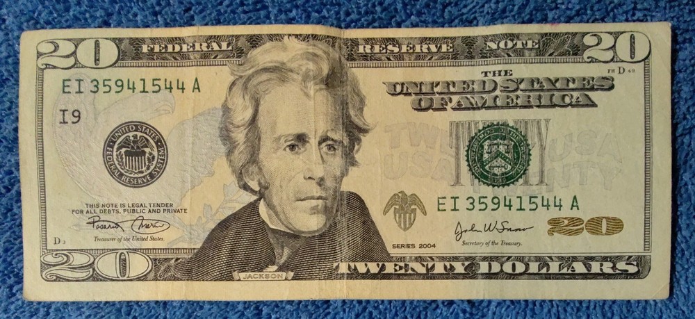 2004   Misaligned $20 Twenty Dollar Bill  Error