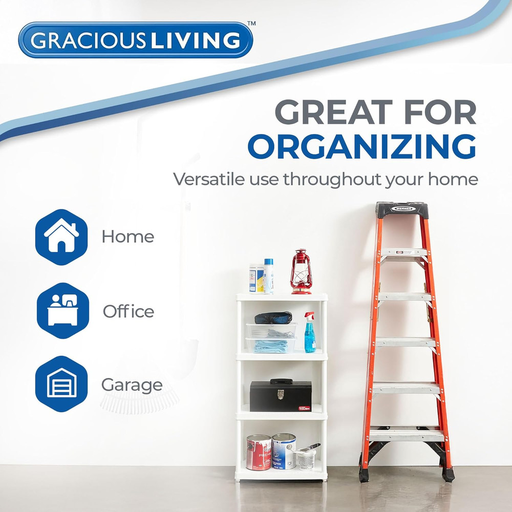 Gracious Living 4 Shelf Fixed Height Solid Light Duty Storage Unit 12 X 24 X 48