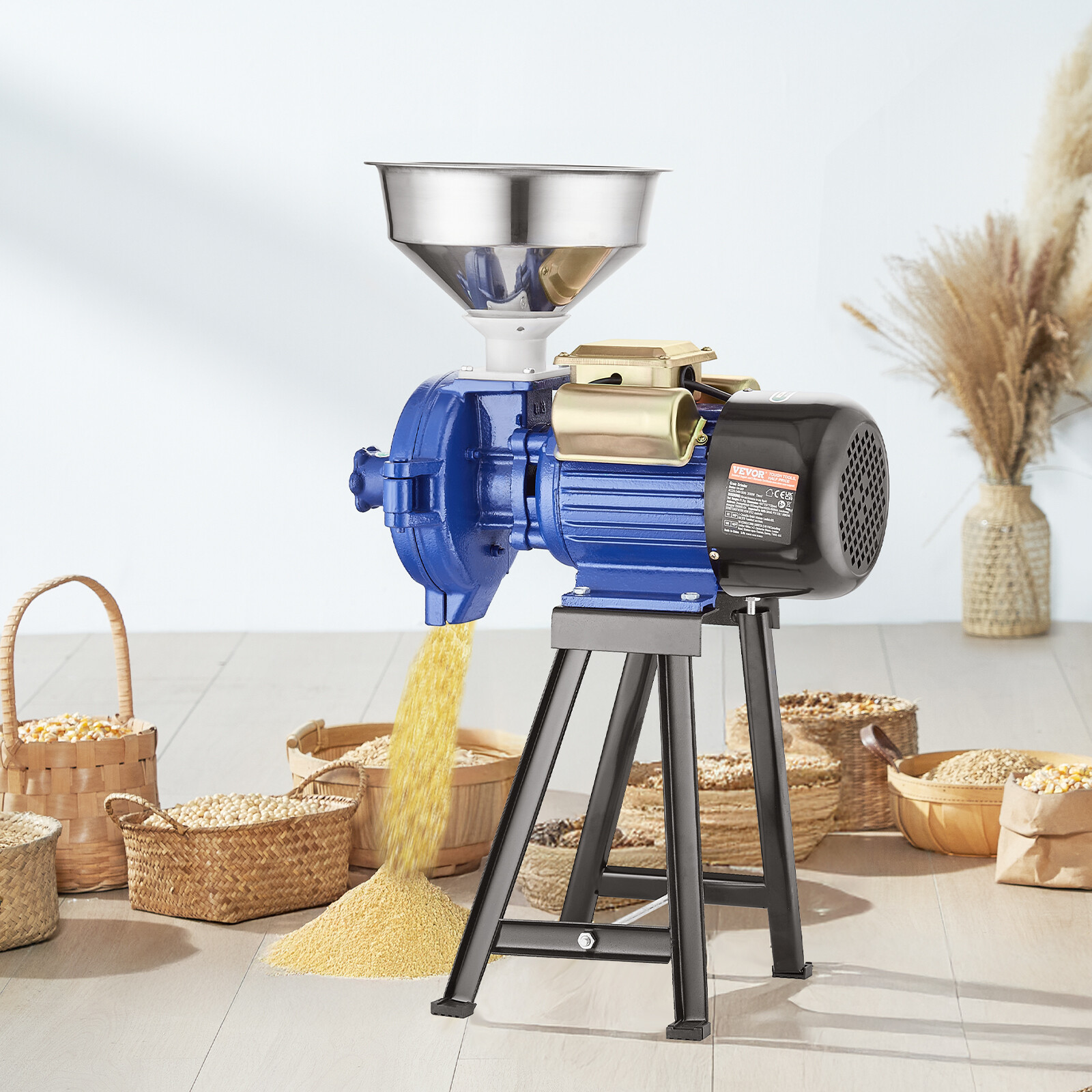 VEVOR 3000W Electric Grain Grinder Corn Wheat Flour Cereal Mill Dry Grinder