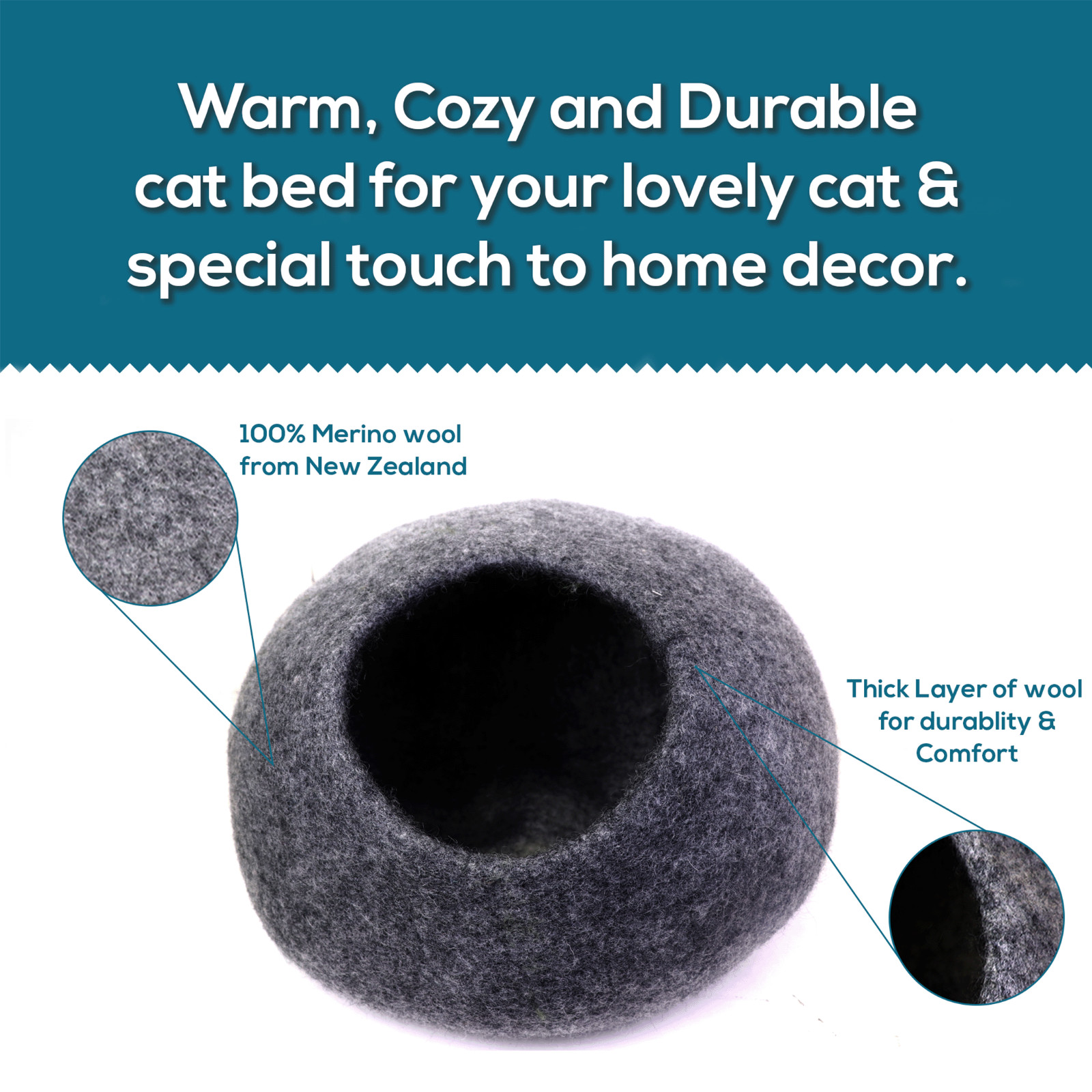 Lamatar1 Felt Cat Cave Comfortable Cozy Cat Home For Pet Handmade In Nepal