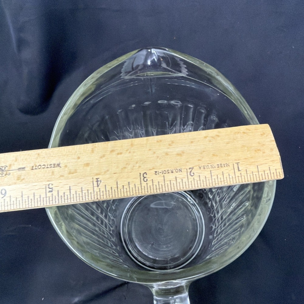 VTG Ribbed Clear Glass Beverage Pitcher National Pattern Hobnail Pattern/ Bottom