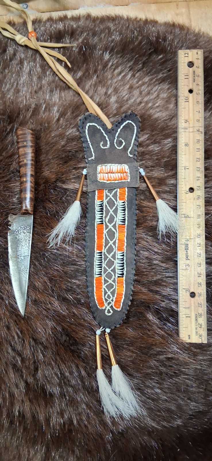 18th Century Iroquois Neck Knife Sheath Read Description