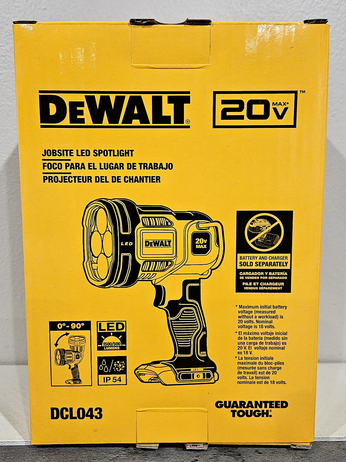 NEW! DeWalt DCL043 20V Max Cordless LED Jobsite Spotlight