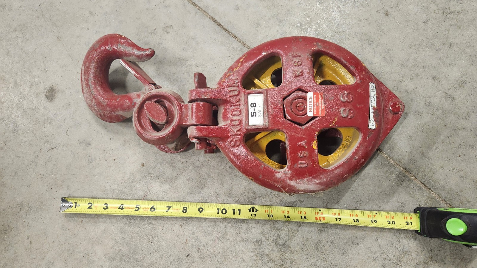 Skookum S-8 Snatch Lock Full Sided Cast Block 7t 1/2"-5/8" Wire Rope NEW SURPLUS