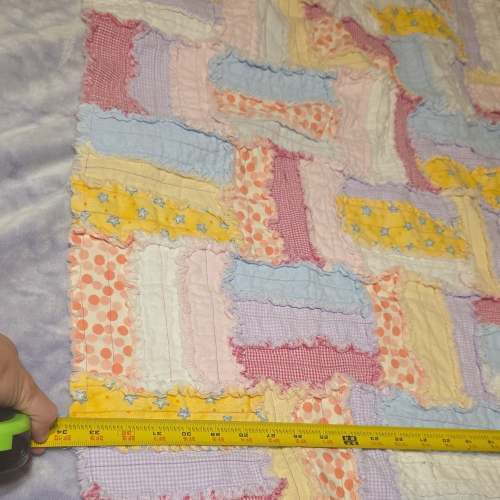 Handmade Patchwork Rag Quilt Cotton Lap Multicolor