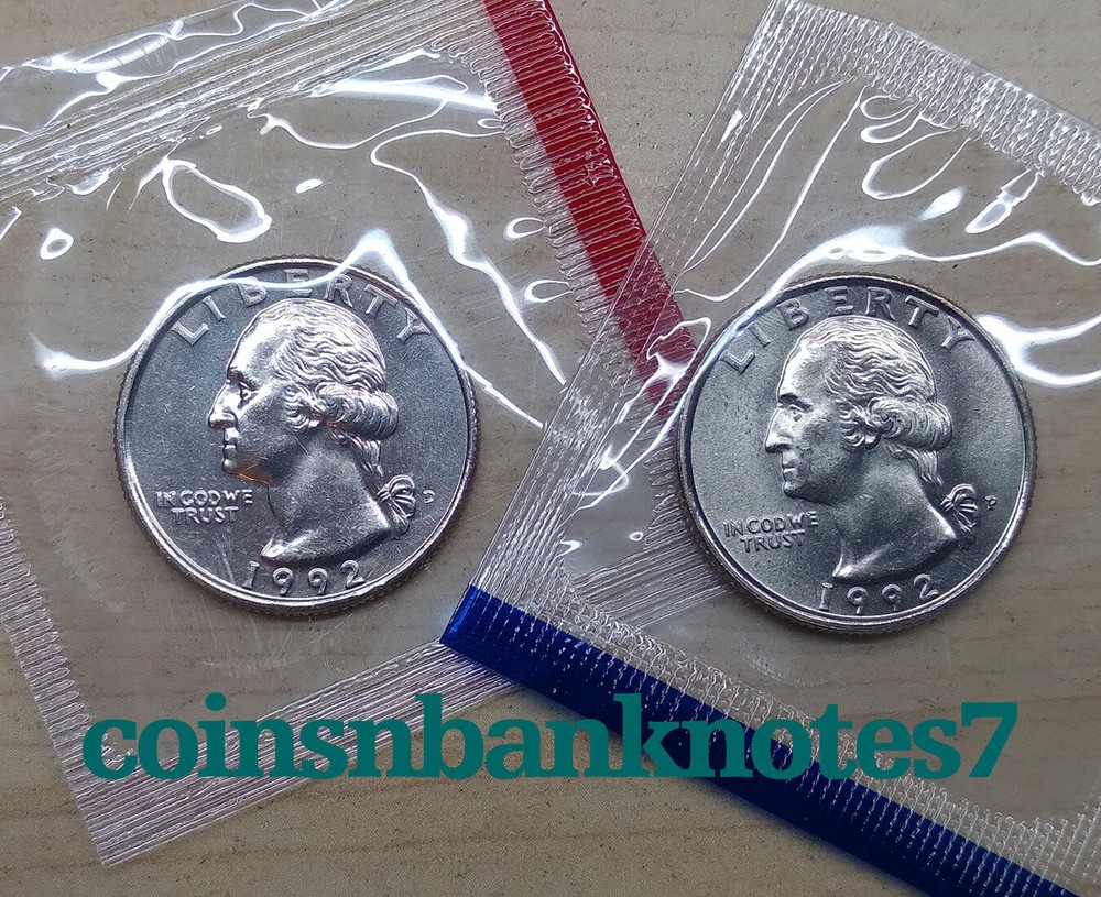 1992-D & P Washington Quarter BU Set