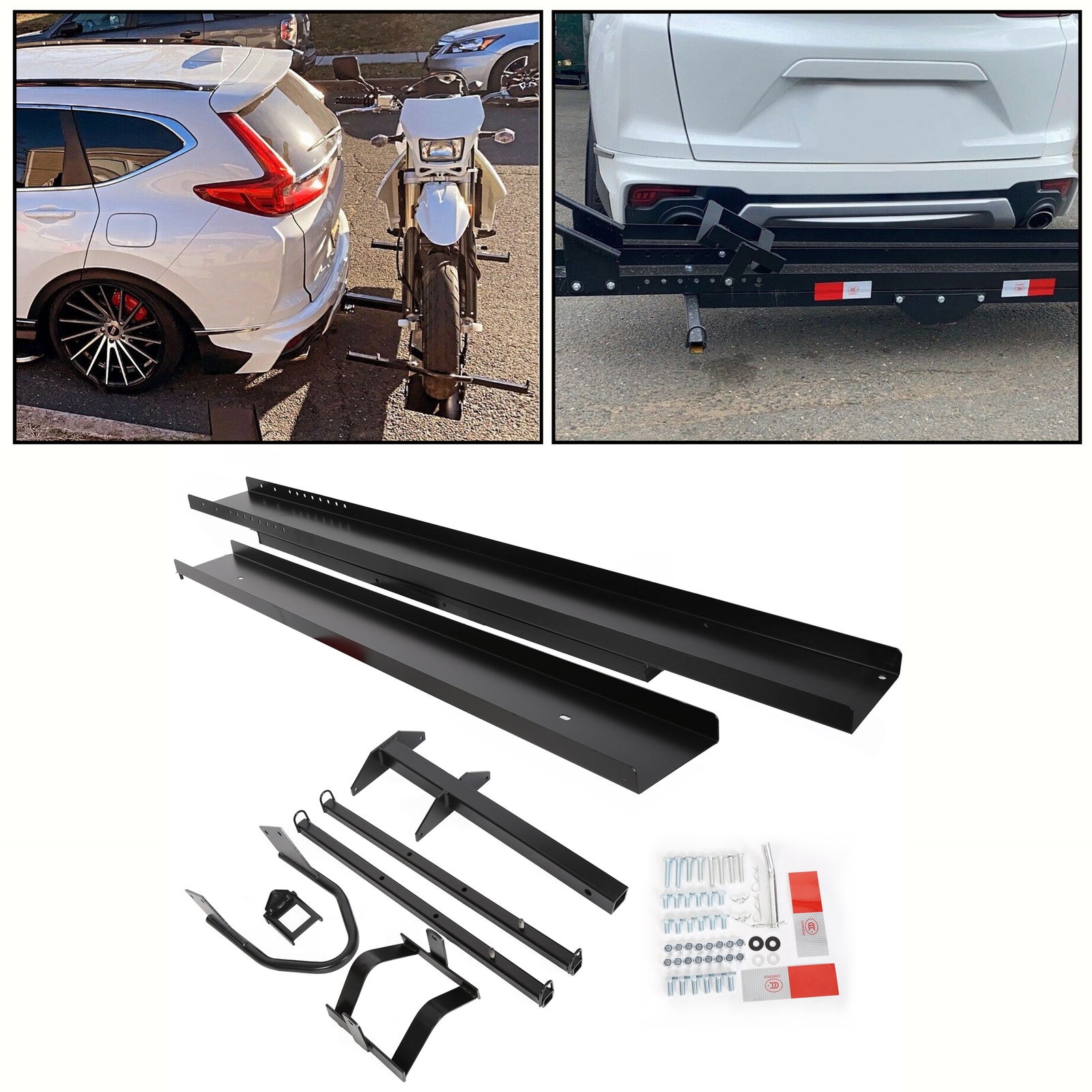 600 LBS Heavy Duty Motorcycle Carrier Dirt Bike Rack Hitch Mount Hauler w/ Ramp