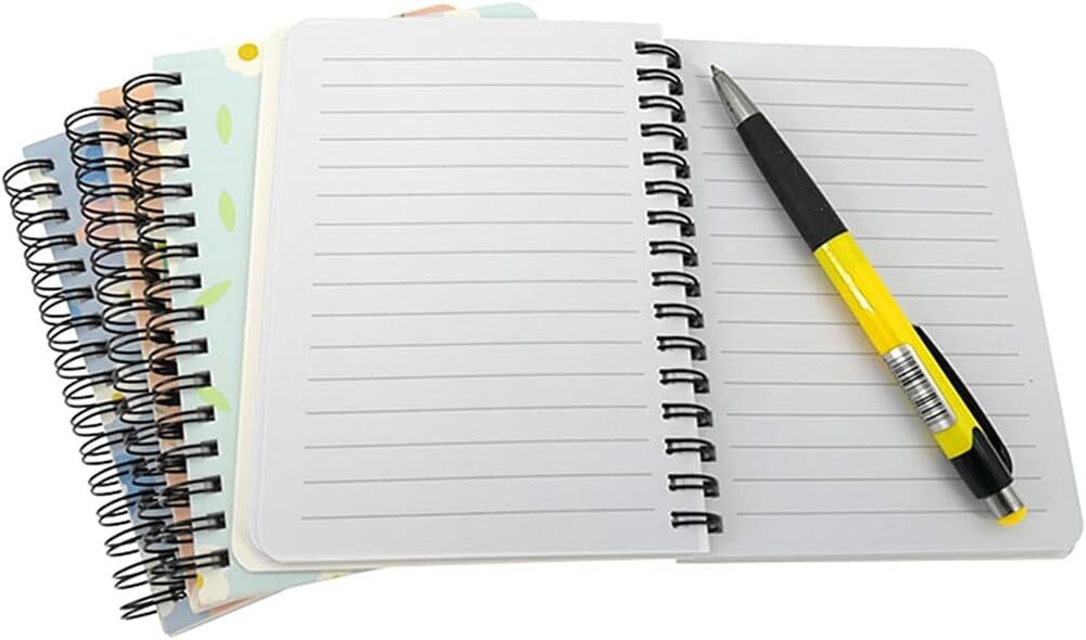 ALIMITOPIA 4 Pack Small Spiral Notepad Journal,Wirebound Ruled Sketch Black