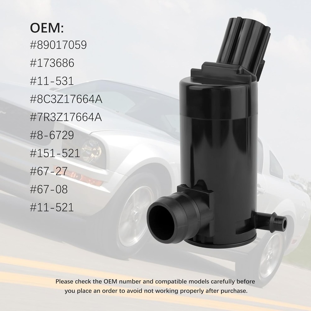 Windshield Washer Pump with Rubber Grommet,Windshield Washer Fluid Pump Replacem