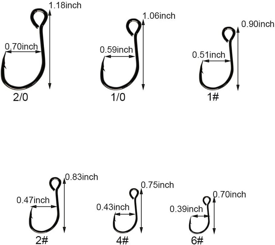 60Pcs/Box Inline Single Hooks Single Replacement Hooks for Fishing Baits Lures 2