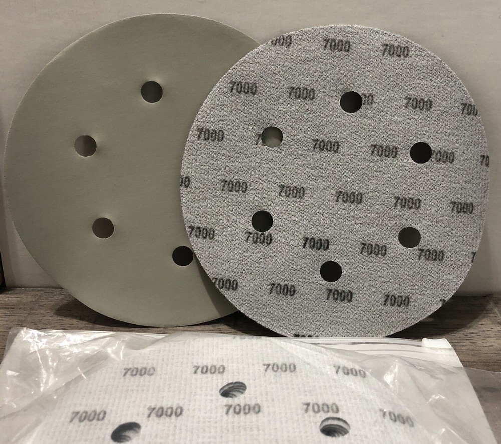 25 Pack 7000 Grit 6 Inch 6-Hole Sanding Discs Hook & Loop Backing