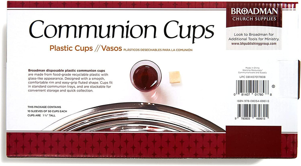 Plastic, Disposable, Recyclable Communion Cups, 500 Count