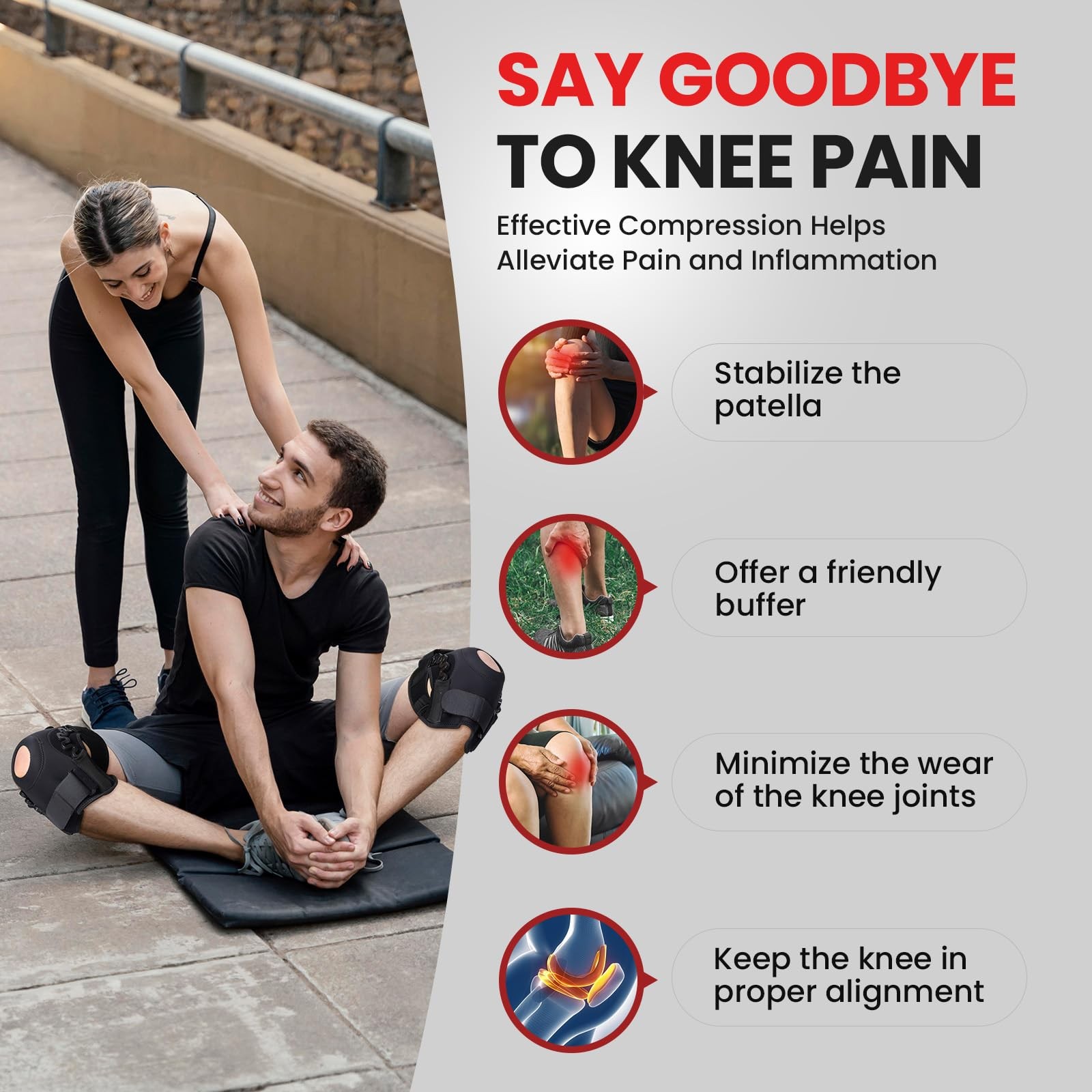 XLarge Knee Brace Side Stabilizer Adjustable Compression Meniscus Tear ACL