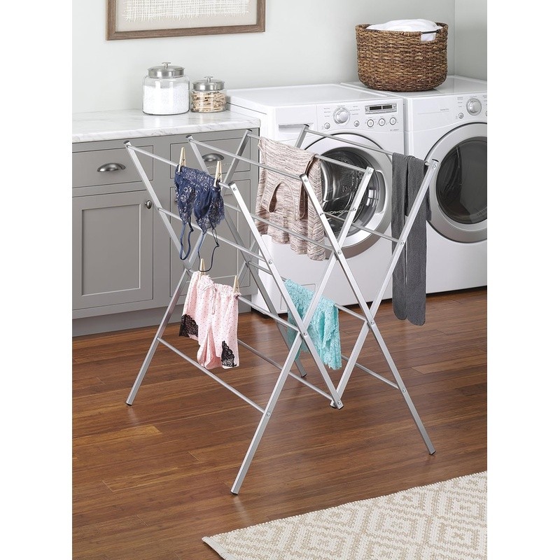 Oversized Metal Drying Rack Freestanding Foldable 11 Bars 34.5ft Space New