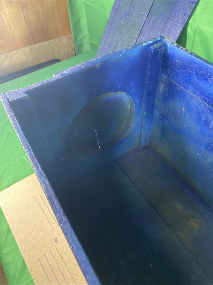 Blue Painted Wooden Ammo Crate