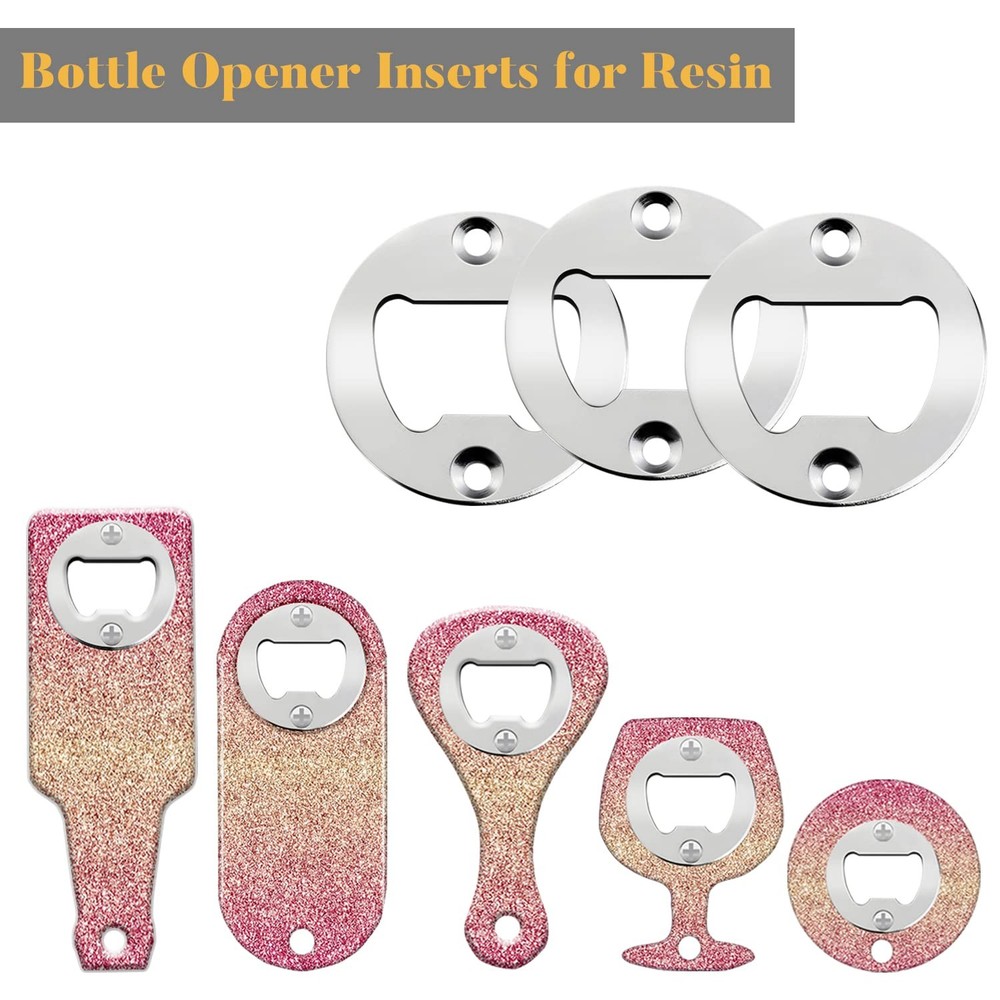 Bottle Opener Insert - 20 Sets Stainless Steel Inserts Kit 20 SETS, Silver