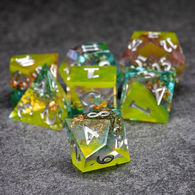 Sage's Enchanted Crystals Dreams - Sharp Edge Resin Polyhedral Dice Set