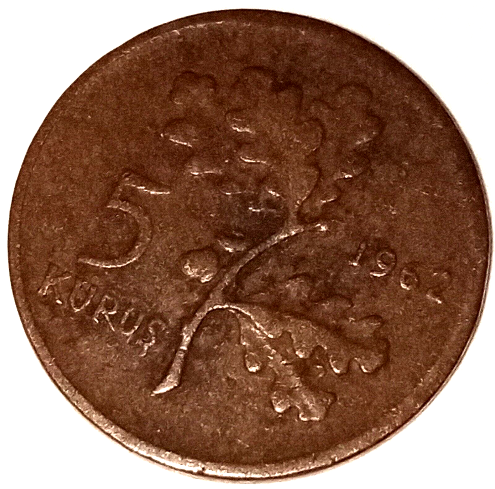 Coin, Turkey, 5 Kurus, 1962