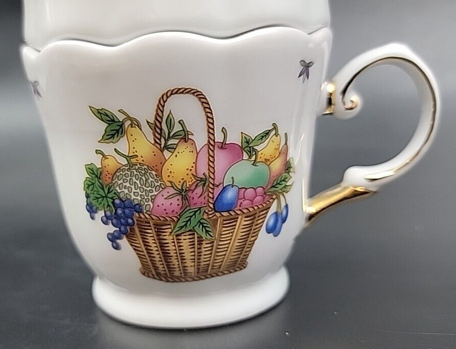 Fruit Basket Porcelain Tea For One Set - EUC