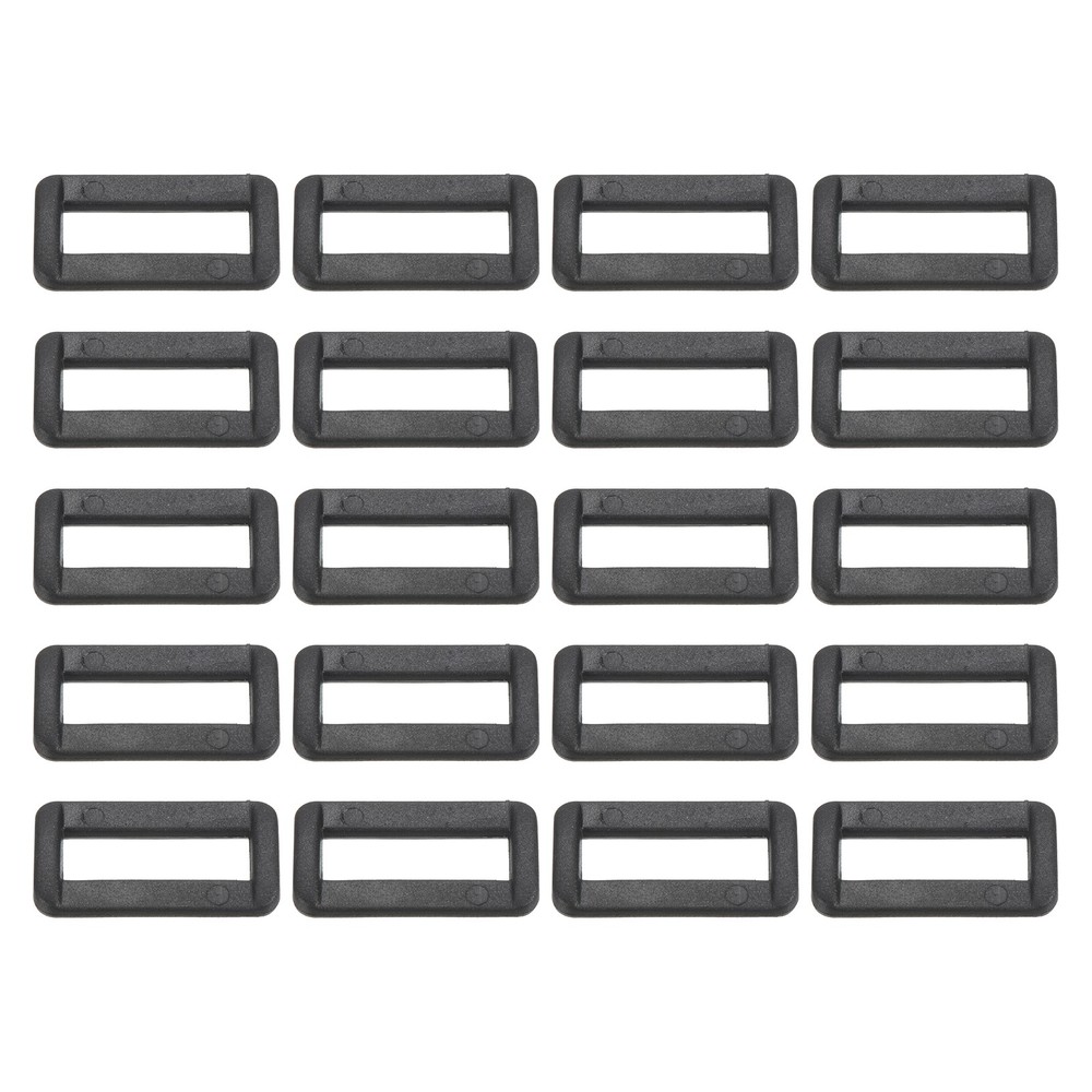 1 Inch Rectangle Buckle 50 Pack Plastic Webbing Strap Fastener Black