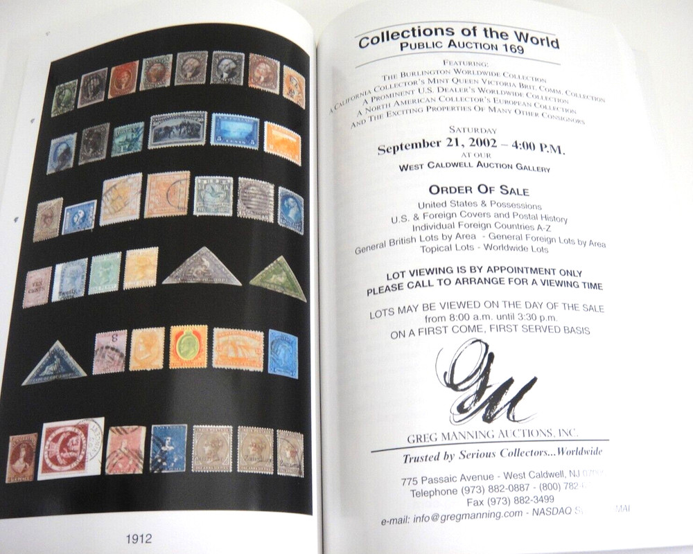 Greg Manning Stamp Auction Catalog 2002 Burlington Worldwide Mint Queen Victoria