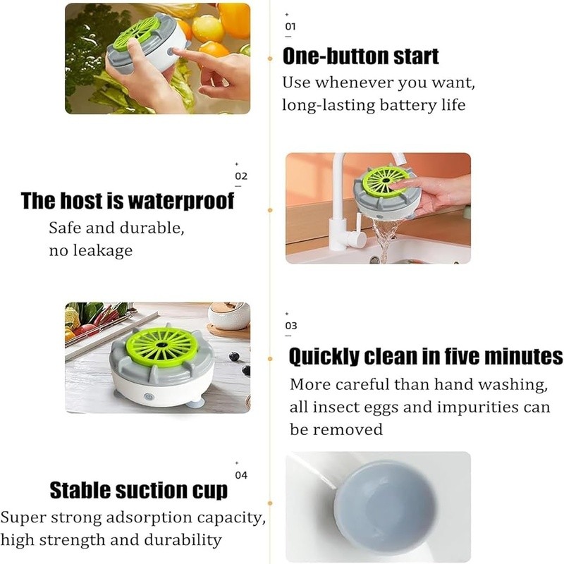 Portable Fruit Vegetable Washer Rechargeable Cyclone Cleaning Automatic Machine