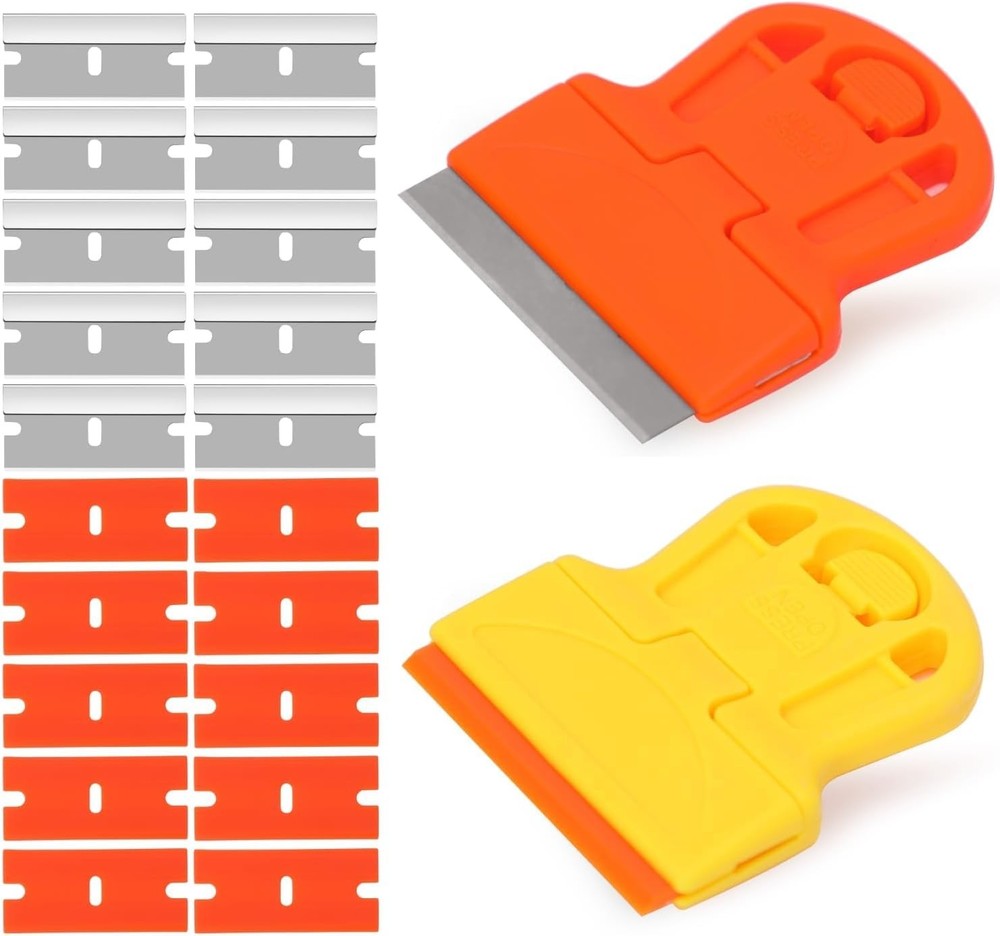 2 Pack Razor Blade Scraper Plastic Tool with...