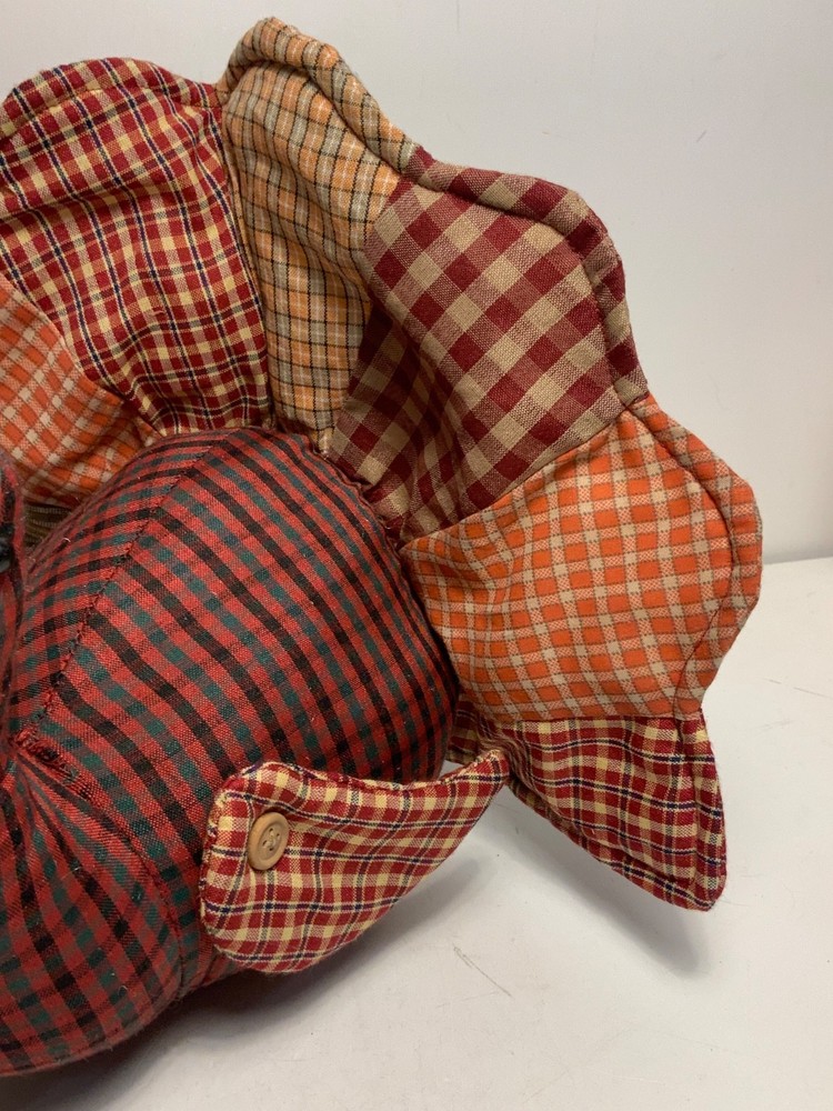 Patchwork Stuffed Turkey Shelf Sitter/Centerpiece 13 in.