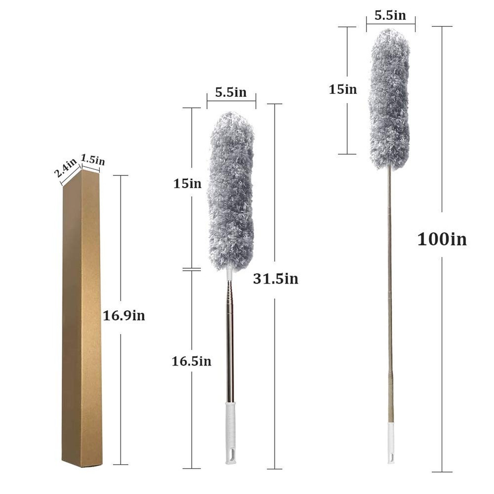 DELUX Microfiber Feather Duster Extendable Duster with 100 inches Extra Long ...