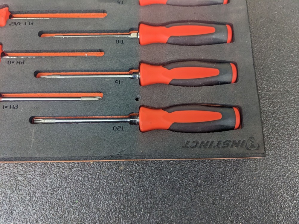 #bm411 Snap-on Mini Torx Flat Phillips Screwdrivers Set Foam Orange FMSGD03BO